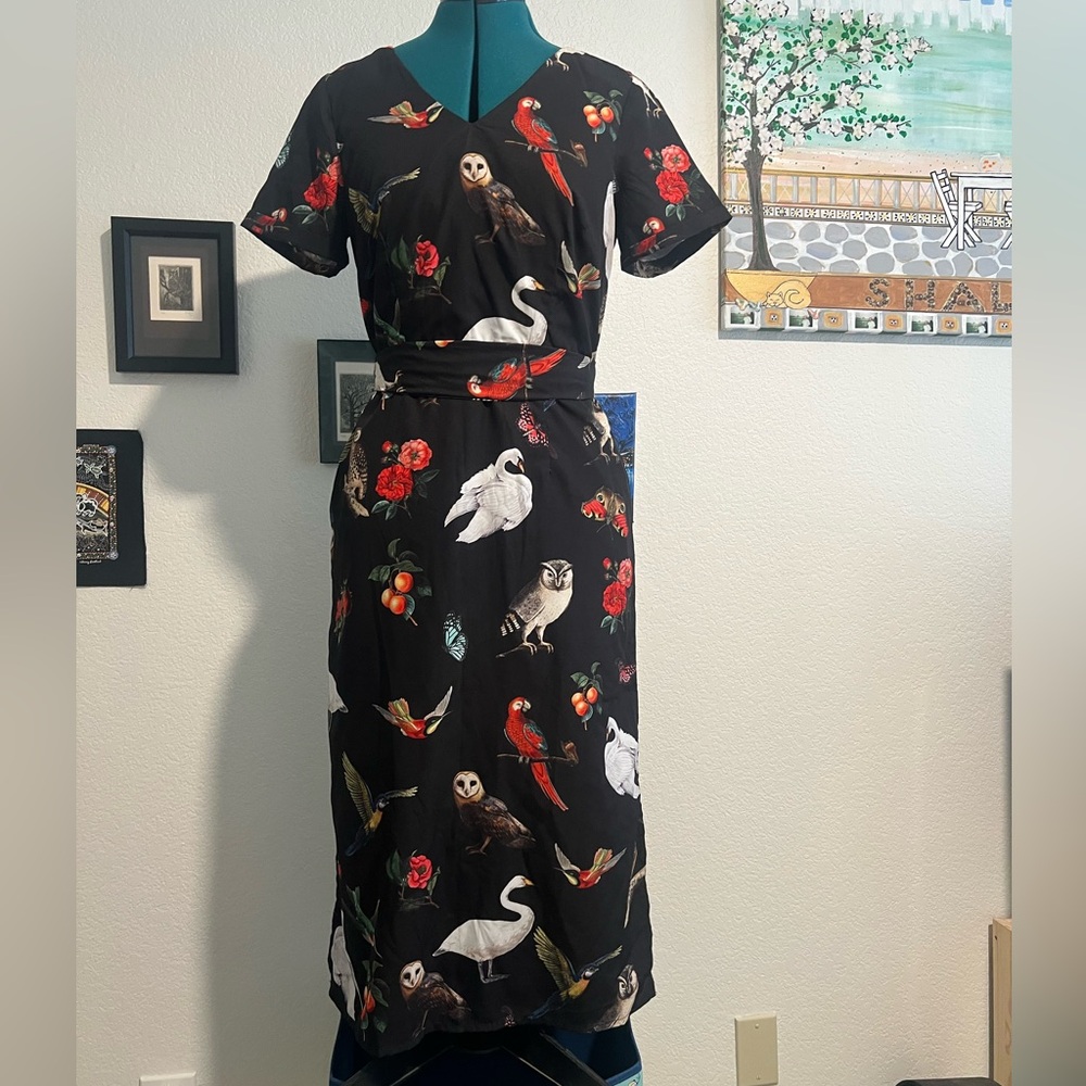 eShakti Black Dress with Colorful Animal Print